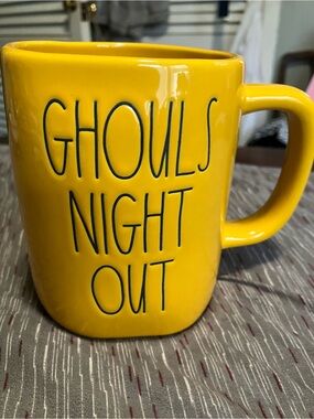Rae Dunn Yellow 'Ghouls Night Out' Ceramic Mug